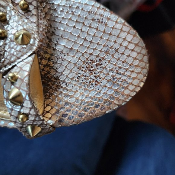 GUESS "LAIDEA" Studded Shiny Gold Gladiator Strappy Heel Size 8 - Picture 13 of 14